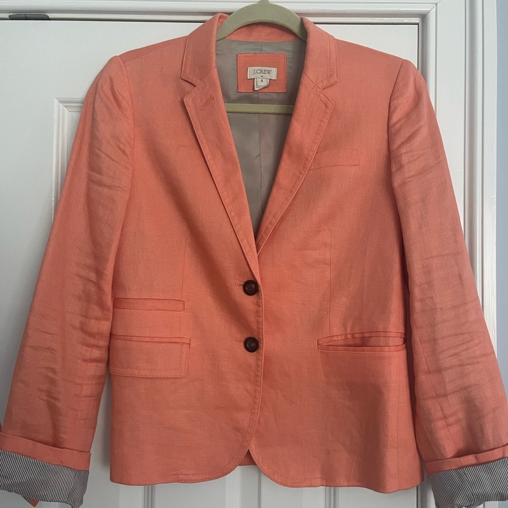 J Crew Lt orange linen blazer.